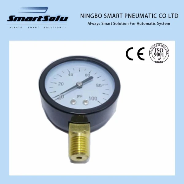 Manómetro de 50 mm Caja de acero negro Conexión de 1/4 NPT Manómetro de 60 PSI